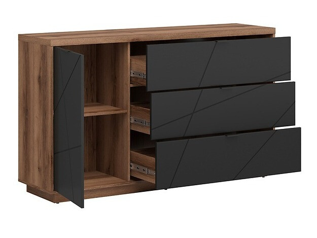 Komoda Fivale 100 (Tamni hrast Delano + Mat crna)