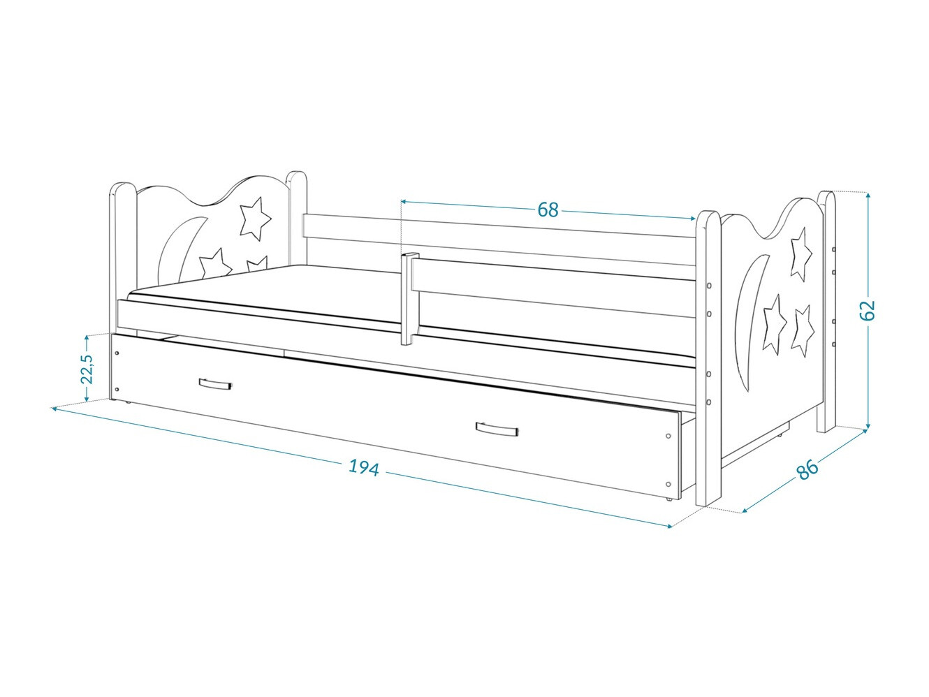 Krevet Aurora 124 (Siva)