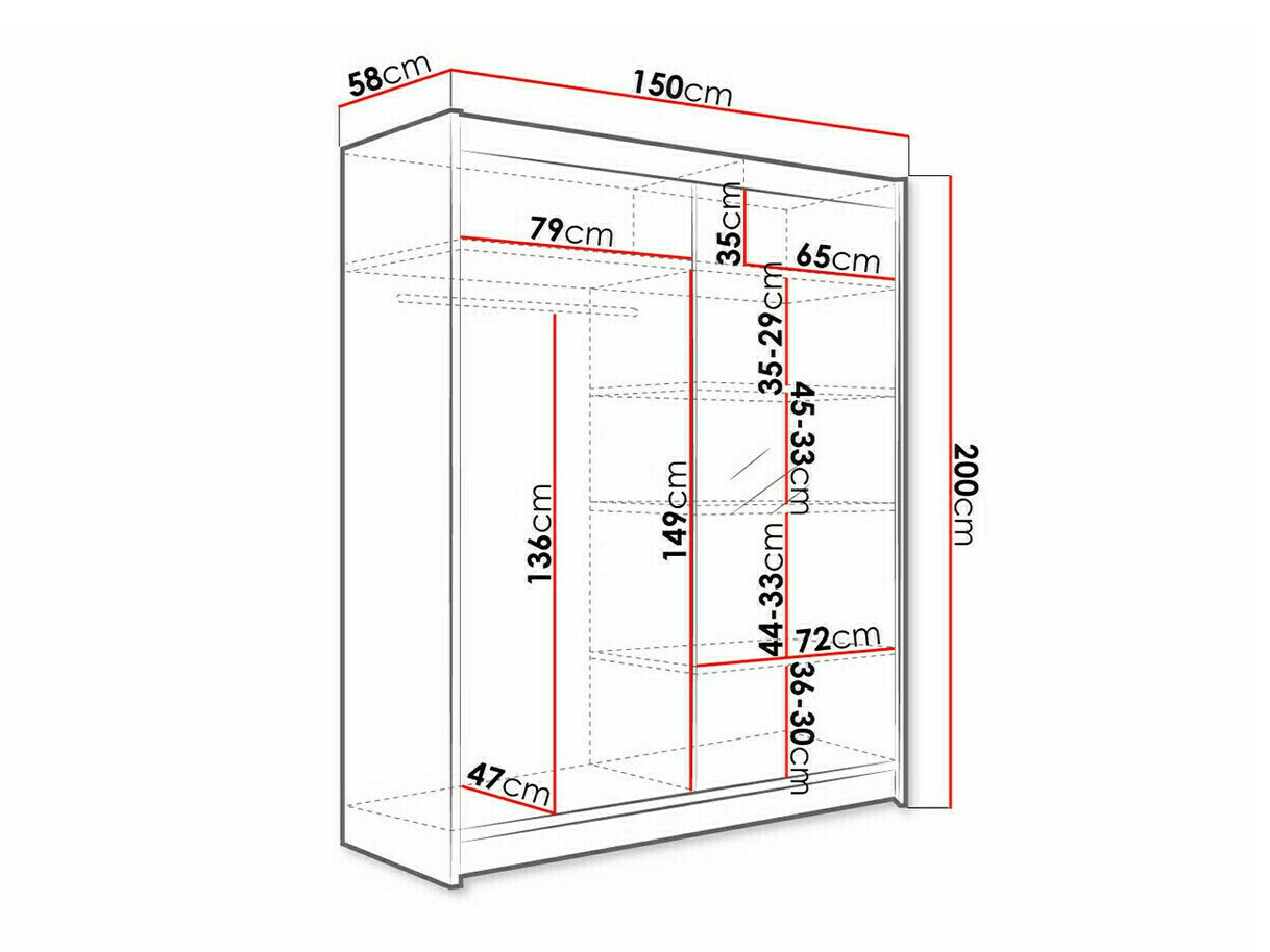 Ormar Closico 140 (Crna + Hrast Artisan)