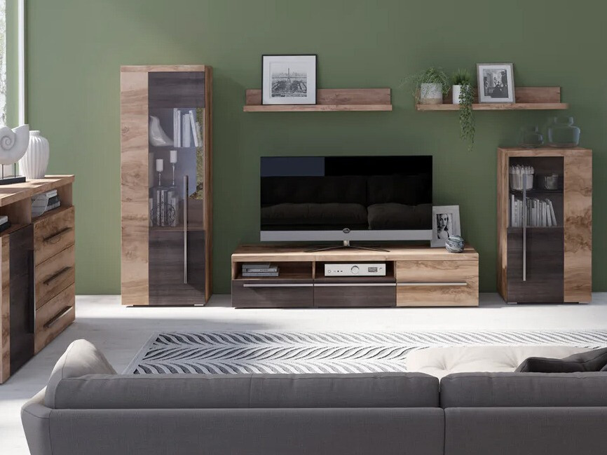 Polica Sorciro 104 (Orah + Tamni hrast)