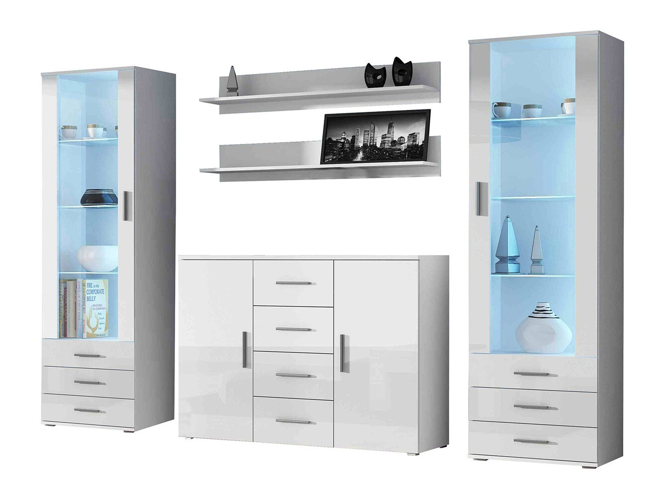 Set za dnevni boravak Tornola 112 (Bijela + Sjajno bijela)