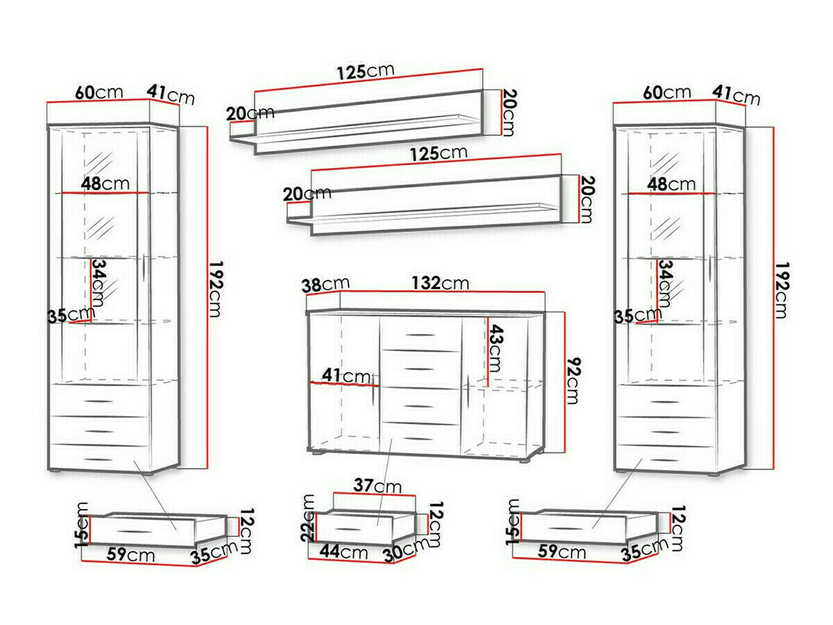 Set za dnevni boravak Tornola 112 (Bijela + Sjajno bijela)
