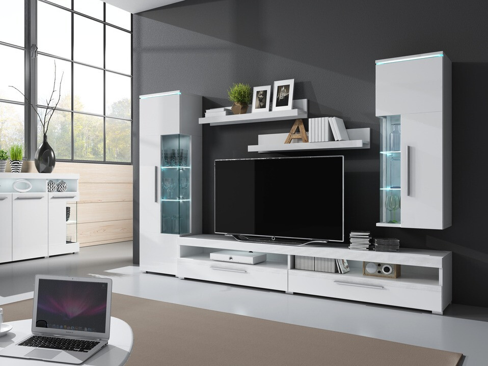 Polica Torvire 106 (Bijela + Sjajno bijela)