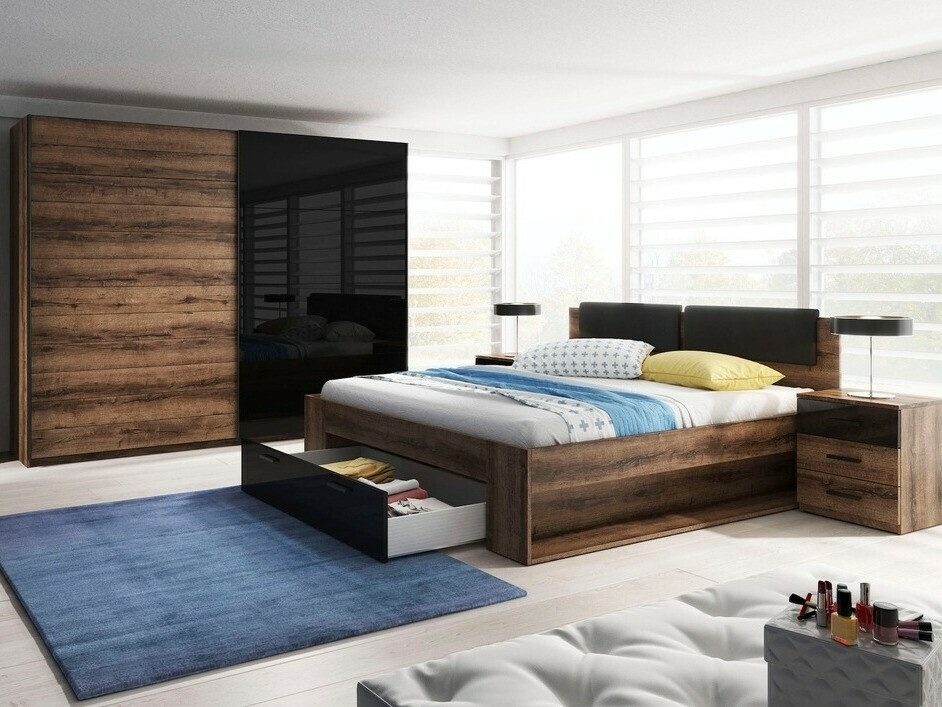 Noćni ormarić Levruvu 107 (Monastery hrast + Crna)