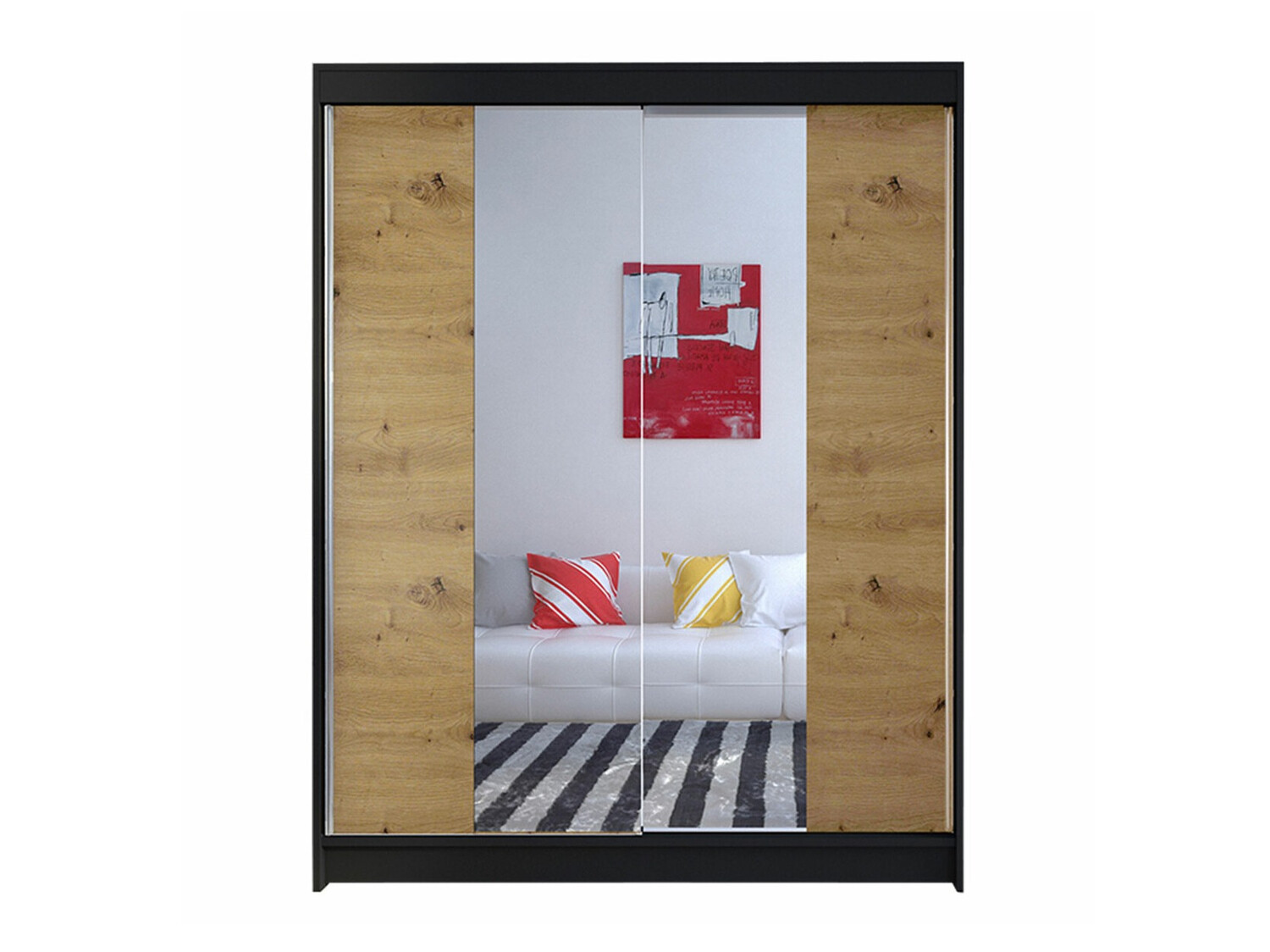 Ormar Closico 141 (Crna + Hrast Artisan)