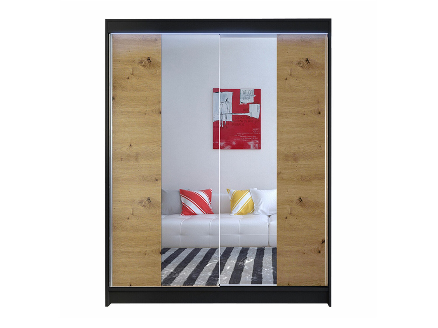 Ormar Closico Vastor II (Crna + Hrast Artisan)