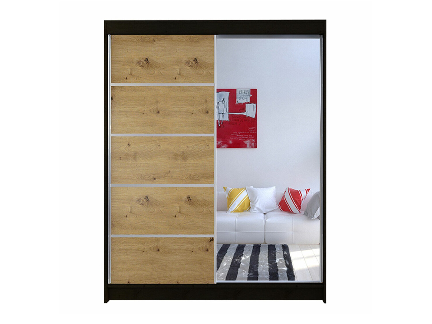 Ormar Closico 143 (Crna + Hrast Artisan)