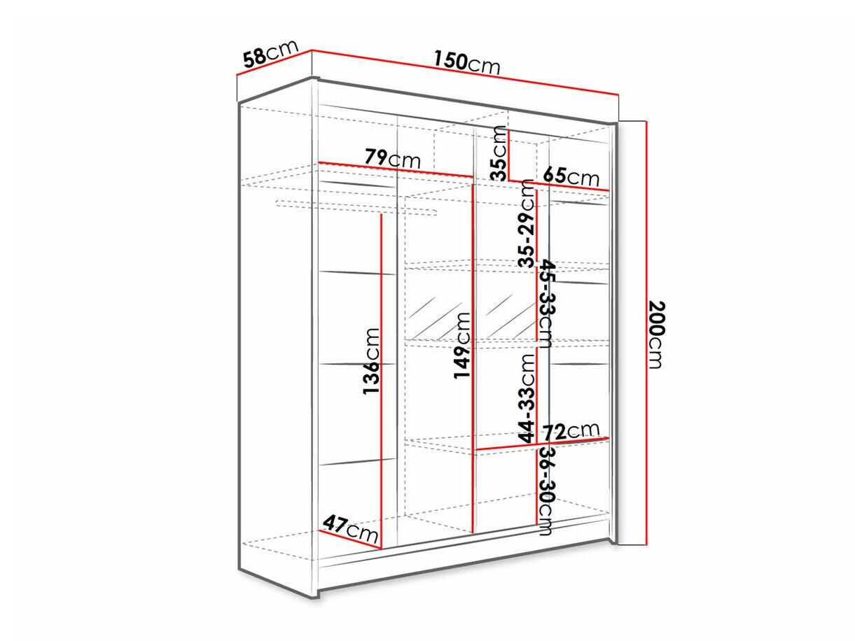 Ormar Closico 146 (Crna + Hrast Artisan)
