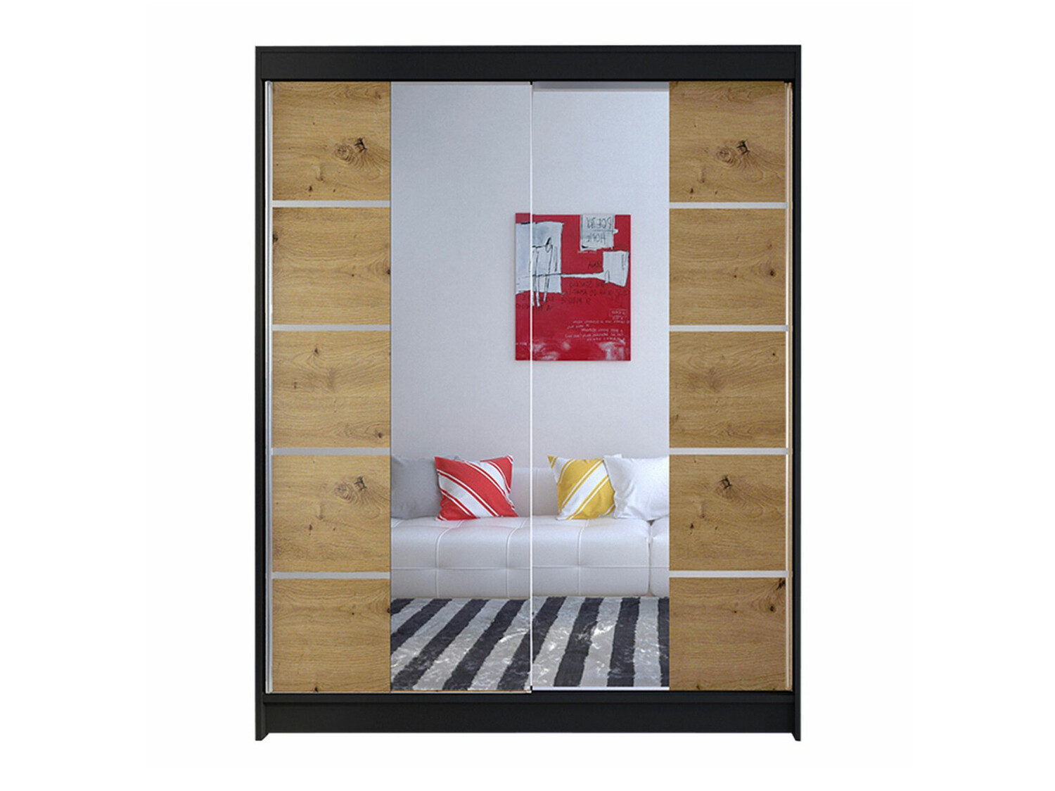 Ormar Closico Vastor V (Crna + Hrast Artisan)