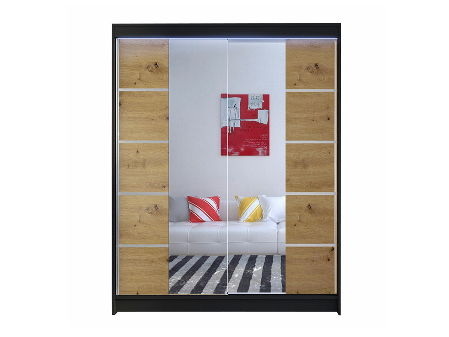 Ormar Closico Vastor V (Crna + Hrast Artisan)