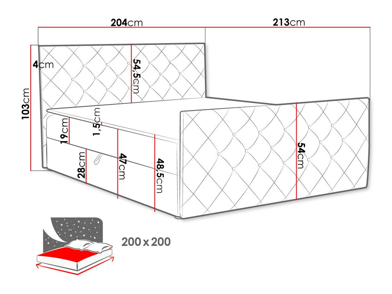Boxspring krevet Carmen (Amor Velvet 4303)
