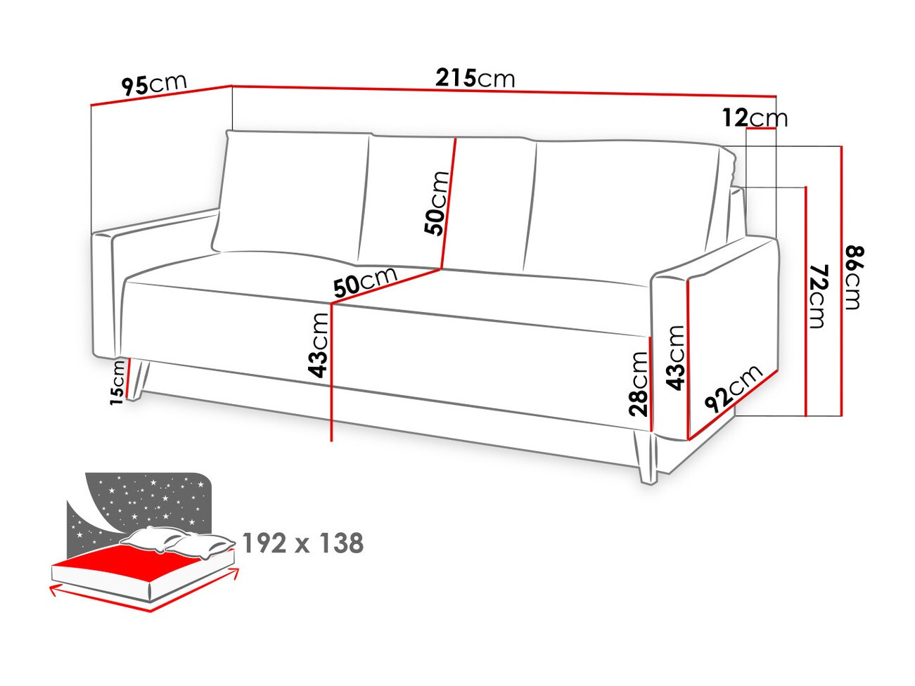 Kauč na razvlačenje Delbene 101 (Moric 13)