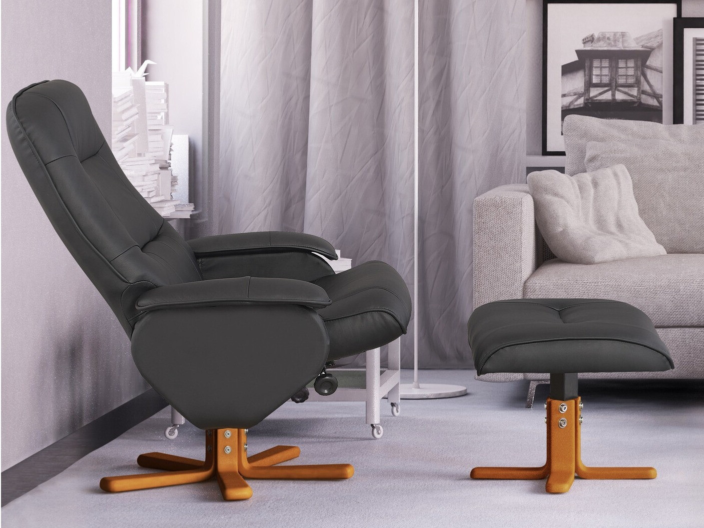 Fotelja Denton 293 (Crna + Svijetlo drvo)