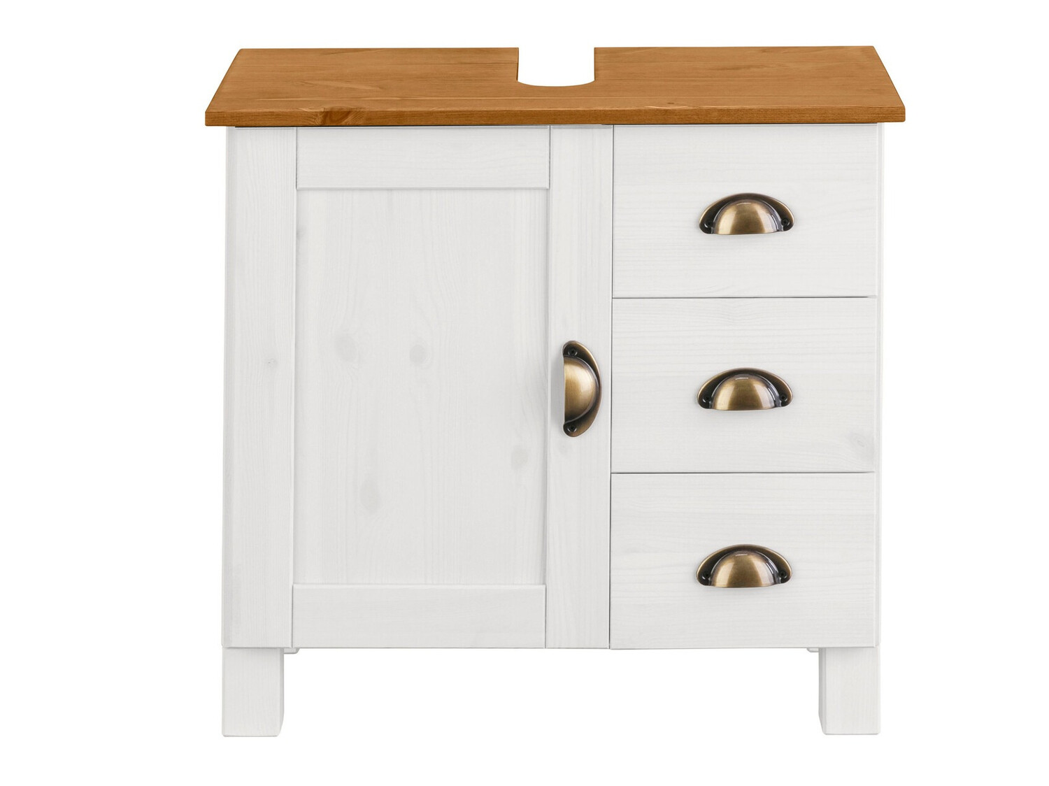 Samostojeći kupaonski ormarić za umivaonik Serelbu 101 (Bijela + Svijetlo smeđa)