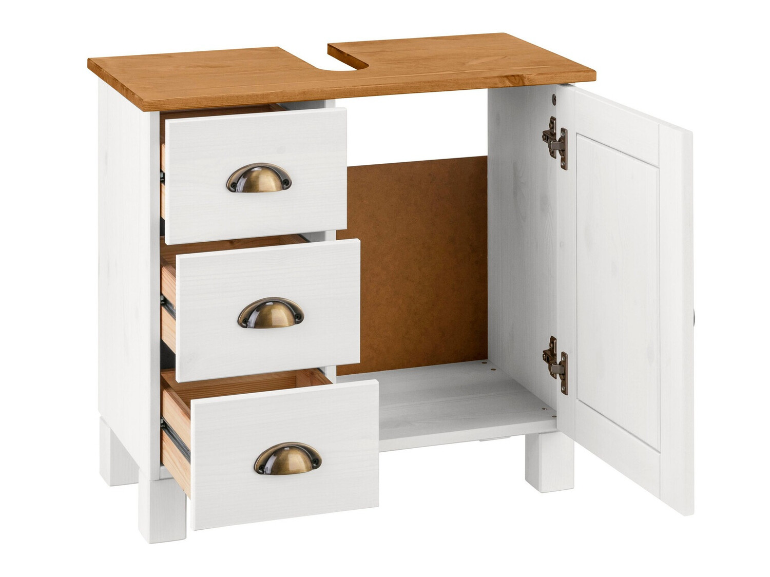 Samostojeći kupaonski ormarić za umivaonik Serelbu 101 (Bijela + Svijetlo smeđa)