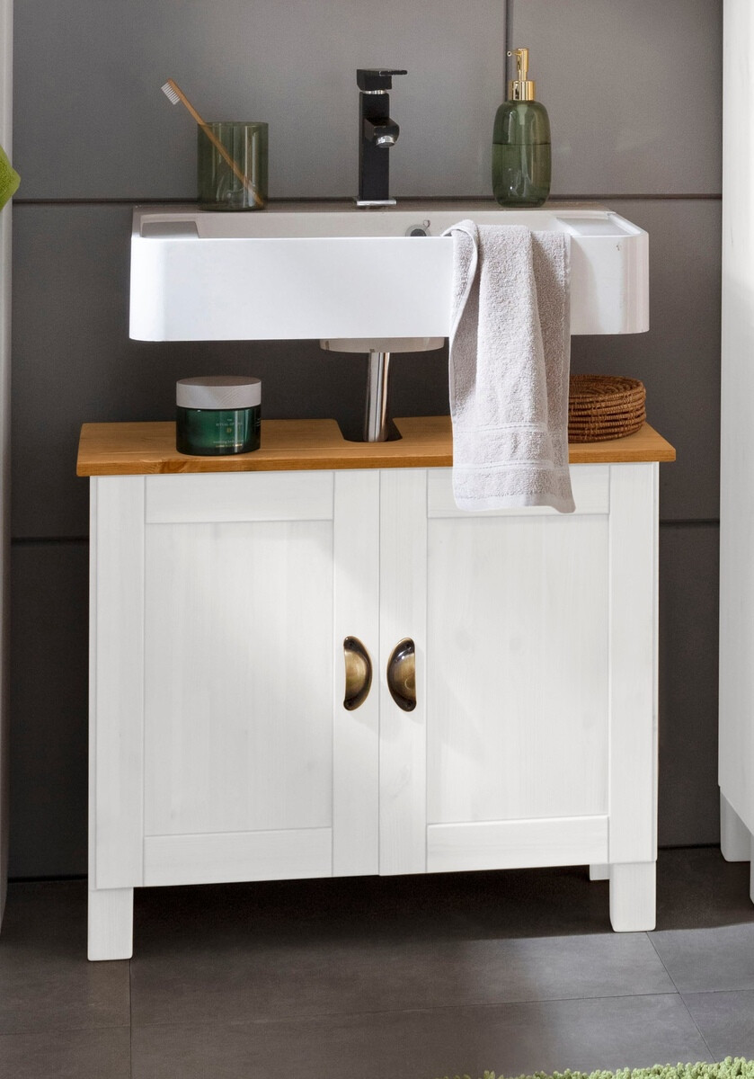 Samostojeći kupaonski ormarić za umivaonik Serelbu 103 (Bijela + Svijetlo smeđa)