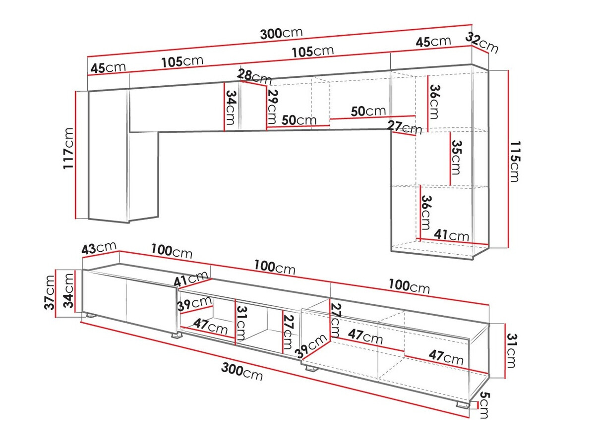 Set za dnevni boravak Remus XXIII (Crna + Sjajno crna + Hrast Artisan)