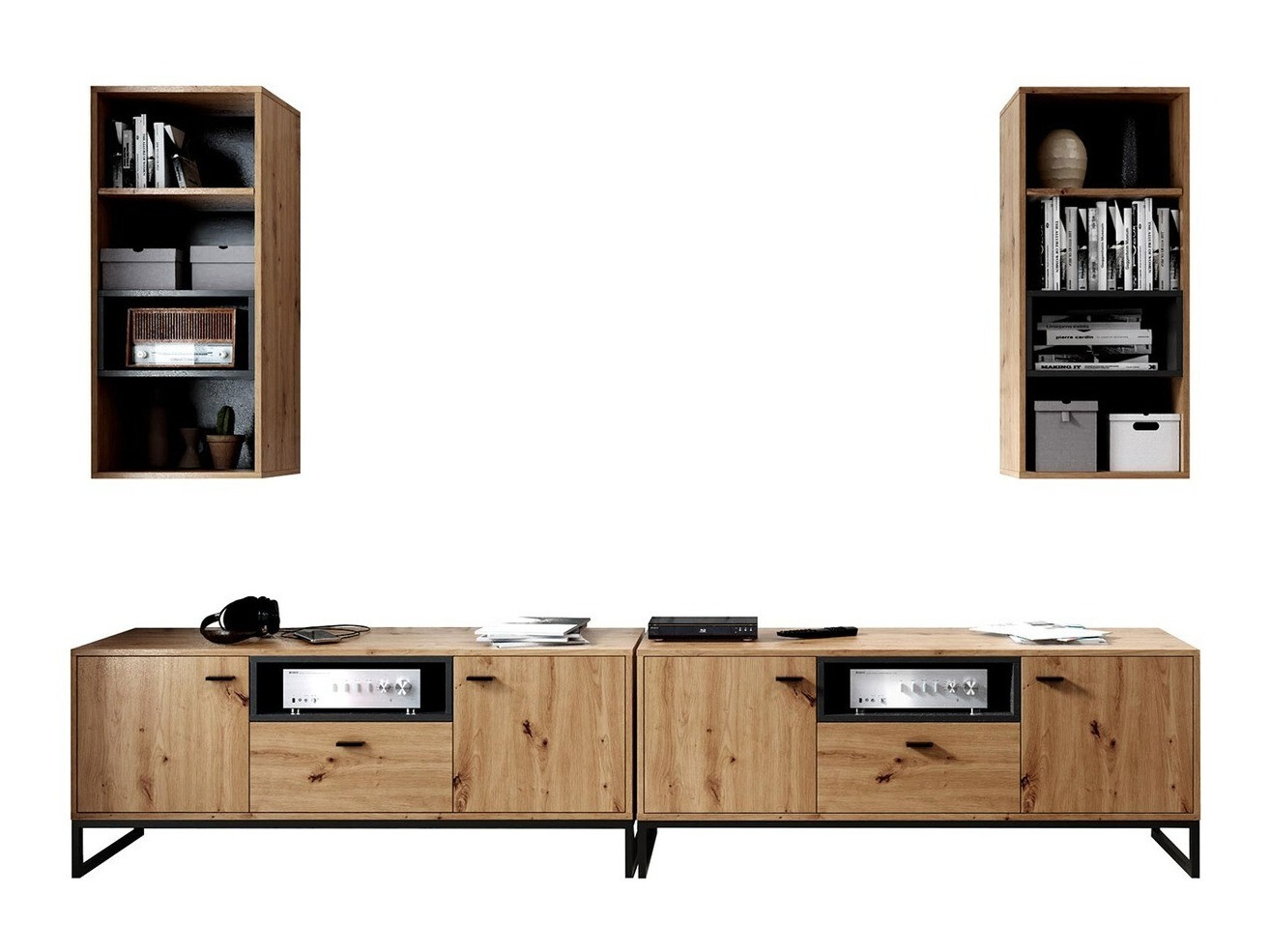 Dnevni boravak Baltesi 115 (Artisan hrast + Crna)