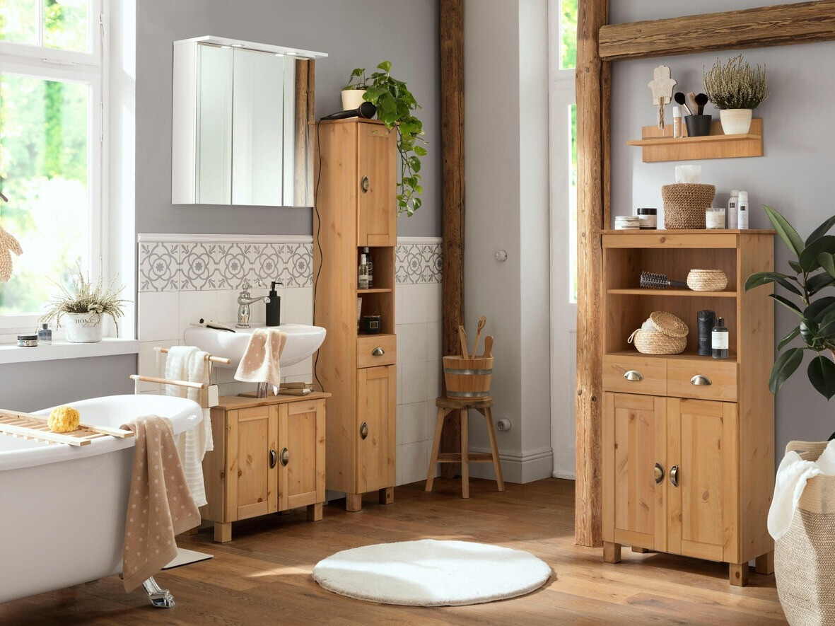 Samostojeći kupaonski ormarić Serelbu 105 (Svijetlo smeđa)