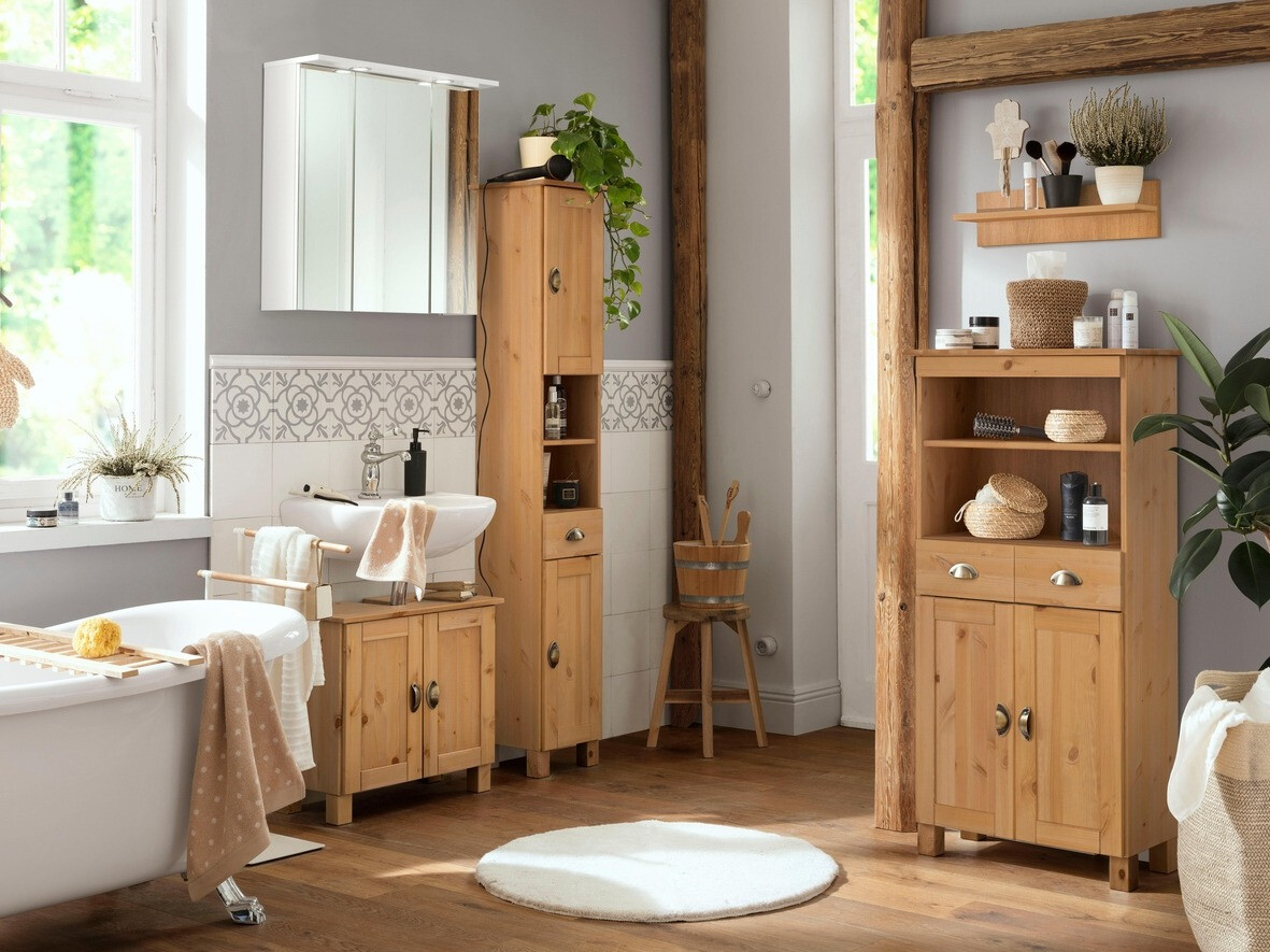 Samostojeći kupaonski ormarić Serelbu 107 (Svijetlo smeđa)