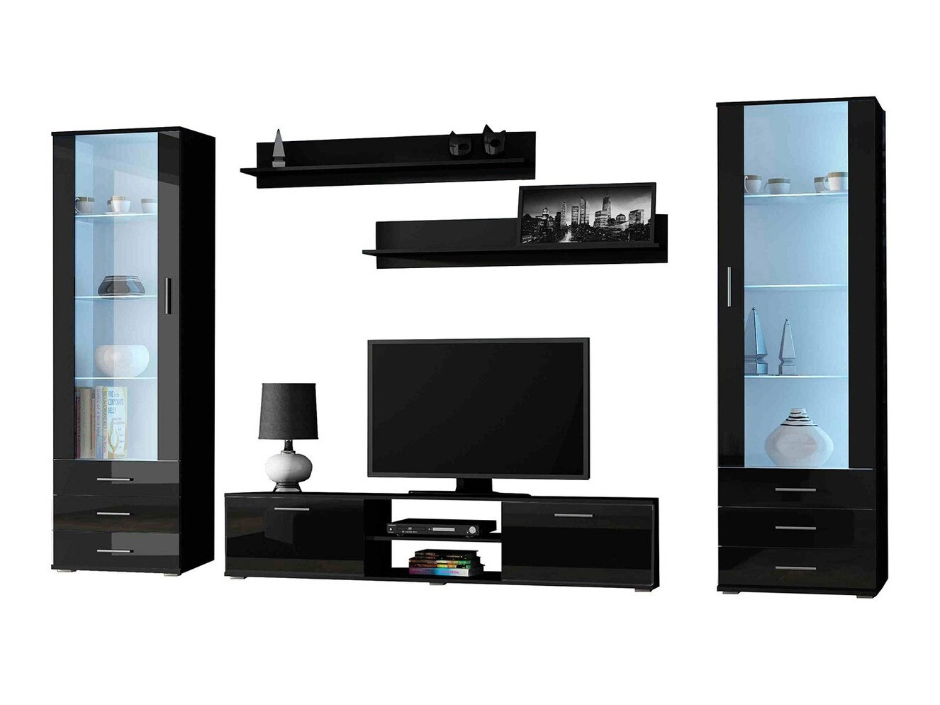 Set za dnevni boravak Tornola 109 (Crna + Sjajno crna)