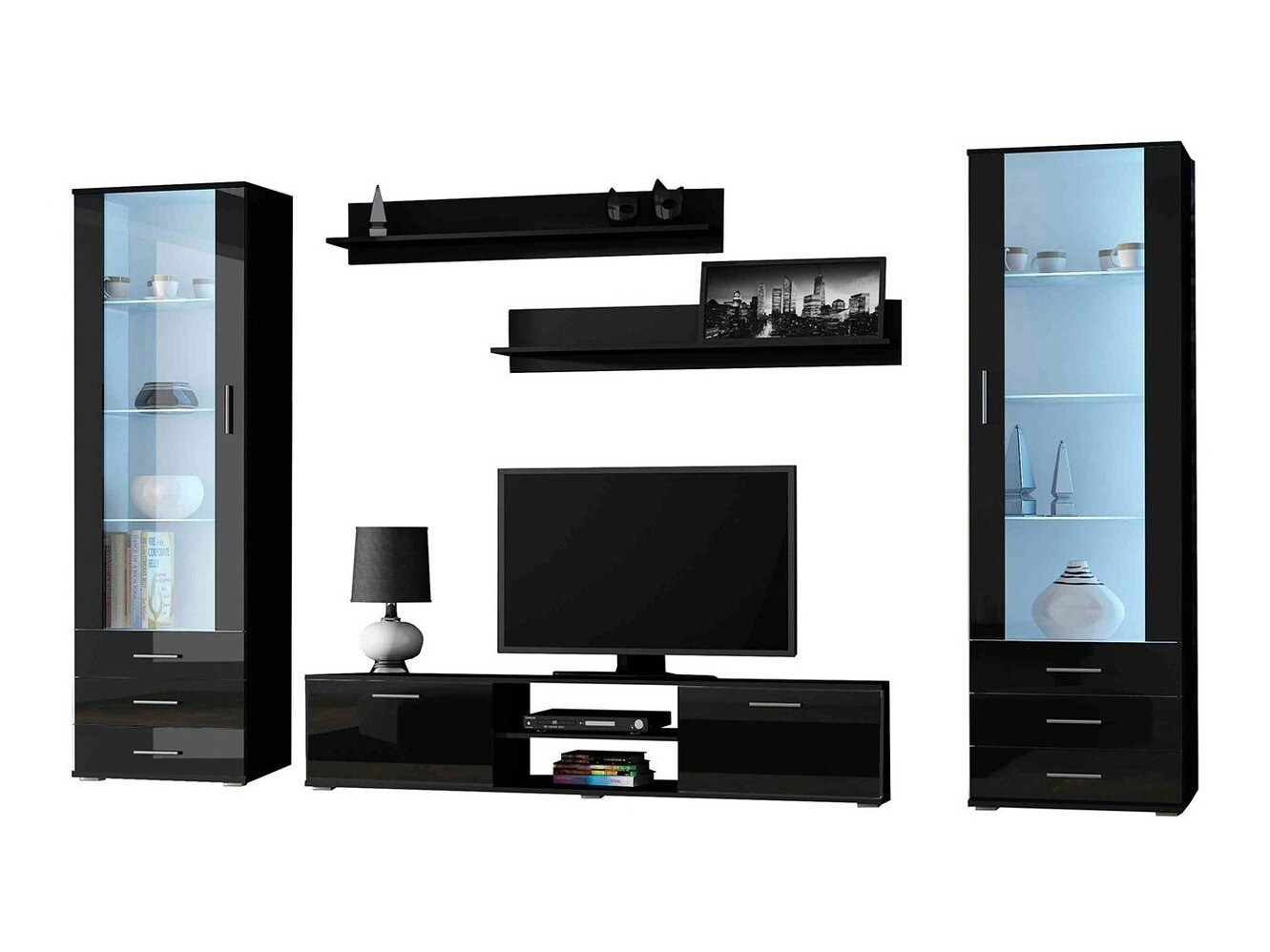 Set za dnevni boravak Tornola 109 (Crna + Sjajno crna)