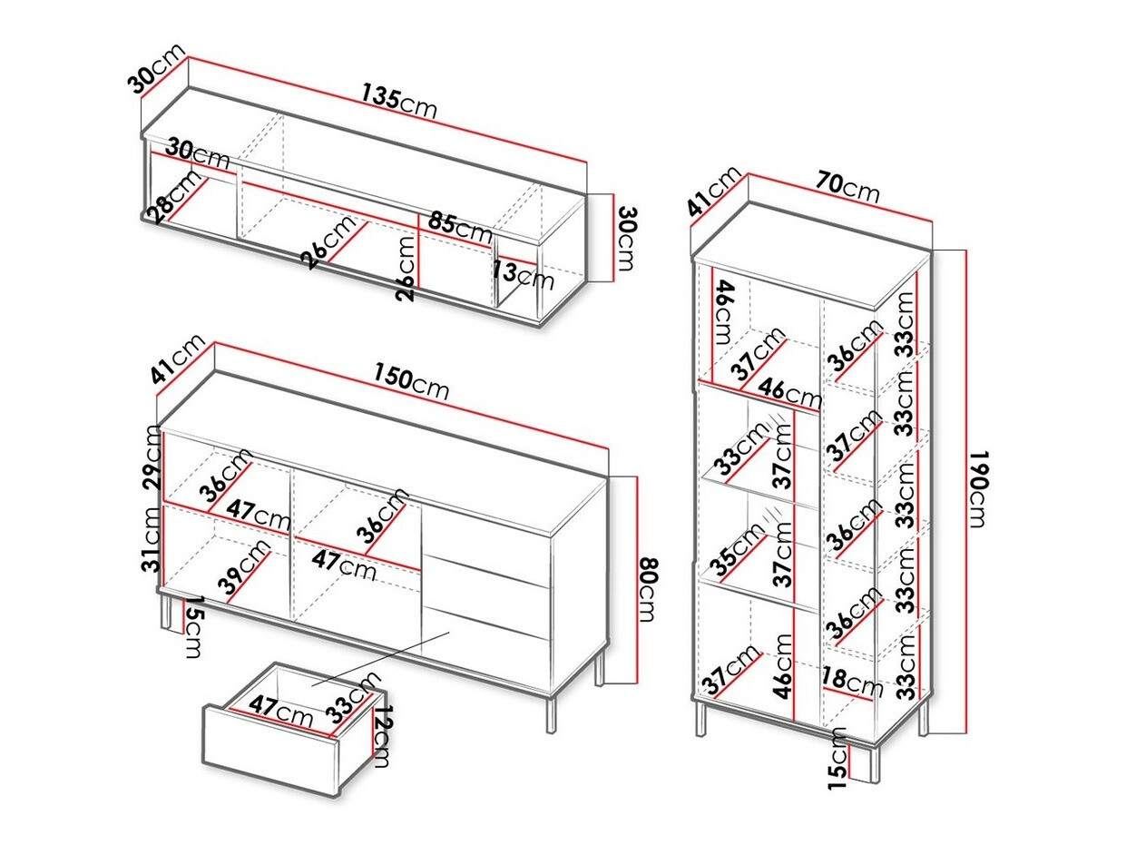 Set za dnevni boravak Lomsore 110 (Bijela)