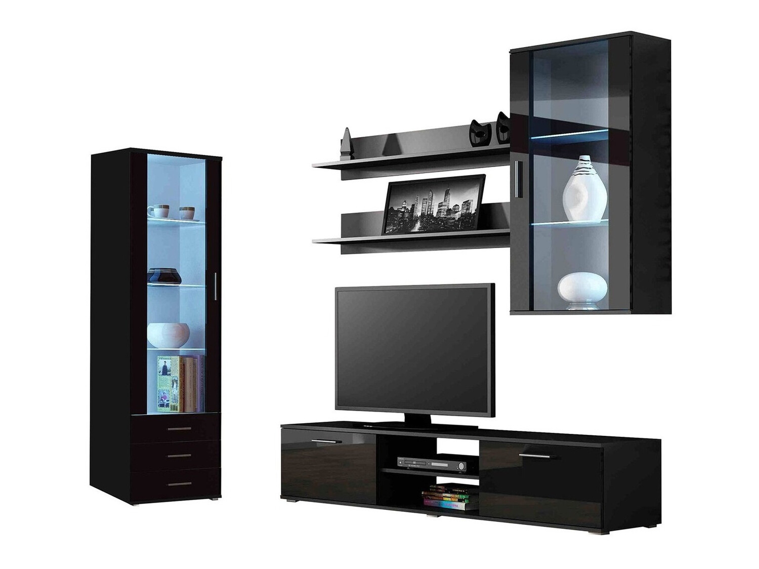 Dnevni boravak Tornola 114 (Crna + Sjajno crna)