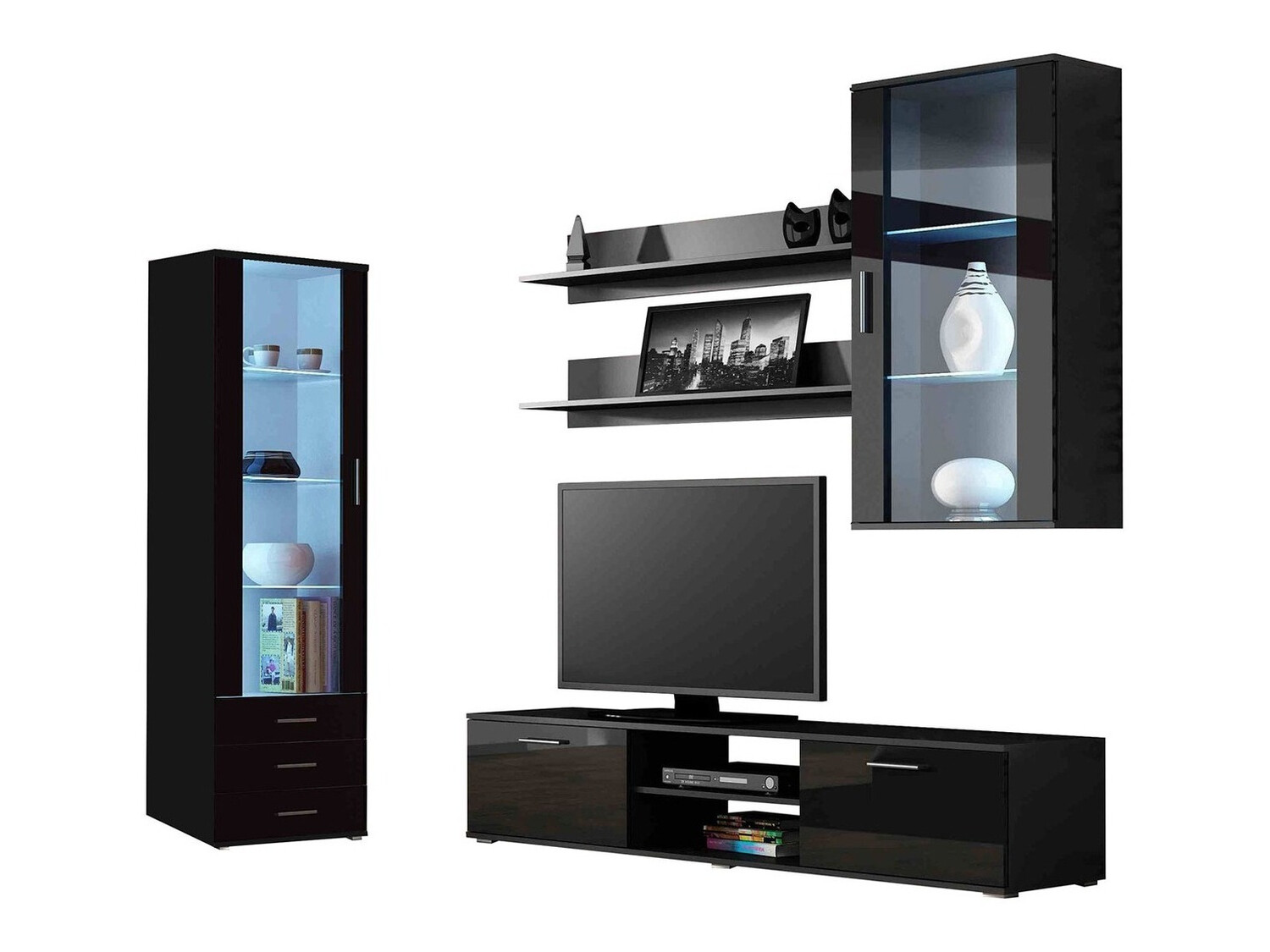 Dnevni boravak Tornola 114 (Crna + Sjajno crna)