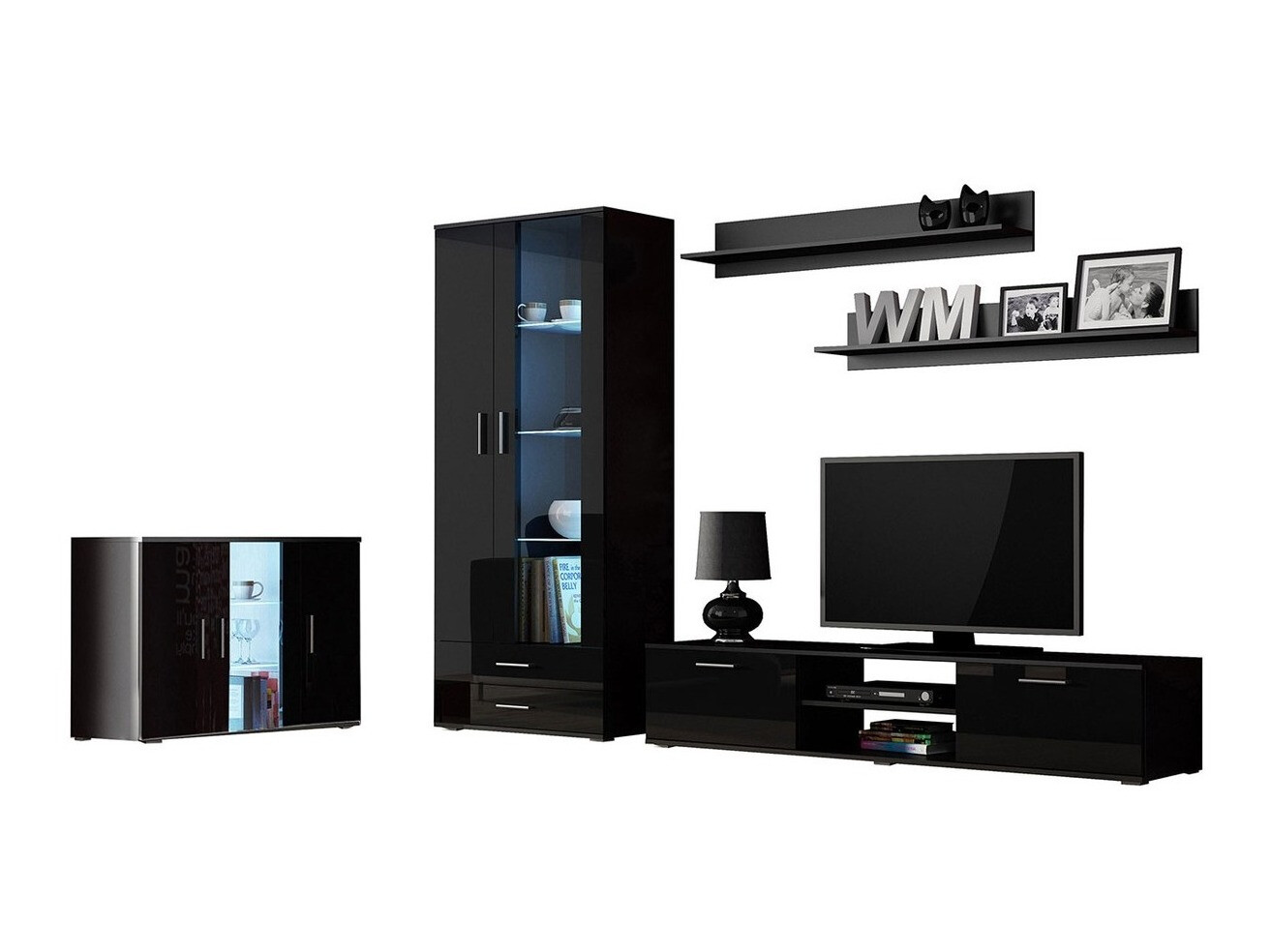 Dnevni boravak Tornola 116 (Crna + Sjajno crna)