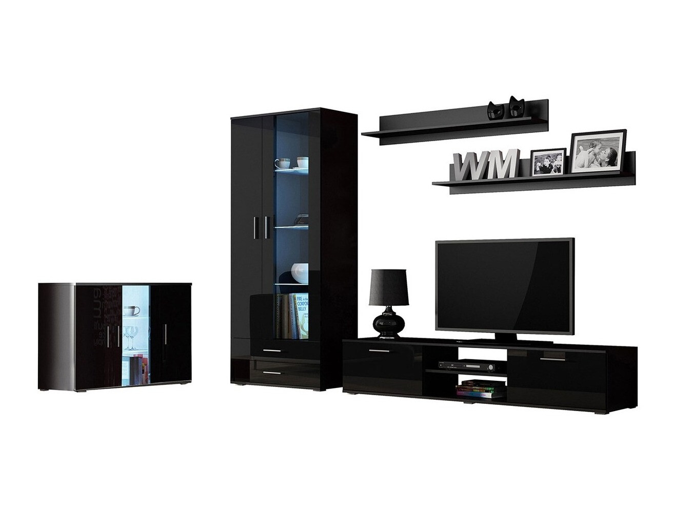 Dnevni boravak Tornola 116 (Crna + Sjajno crna)