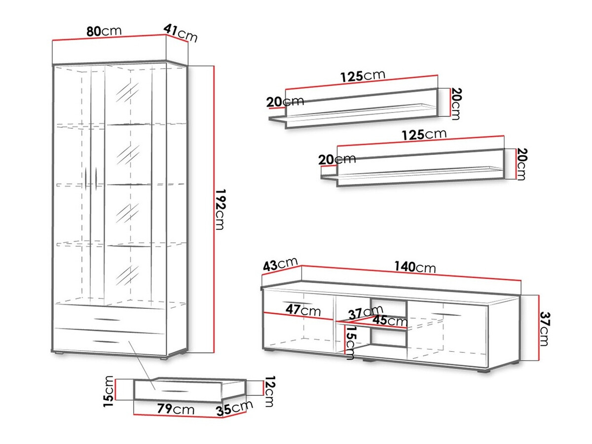 Dnevni boravak Tornola 117 (Bijela + Sjajno bijela)