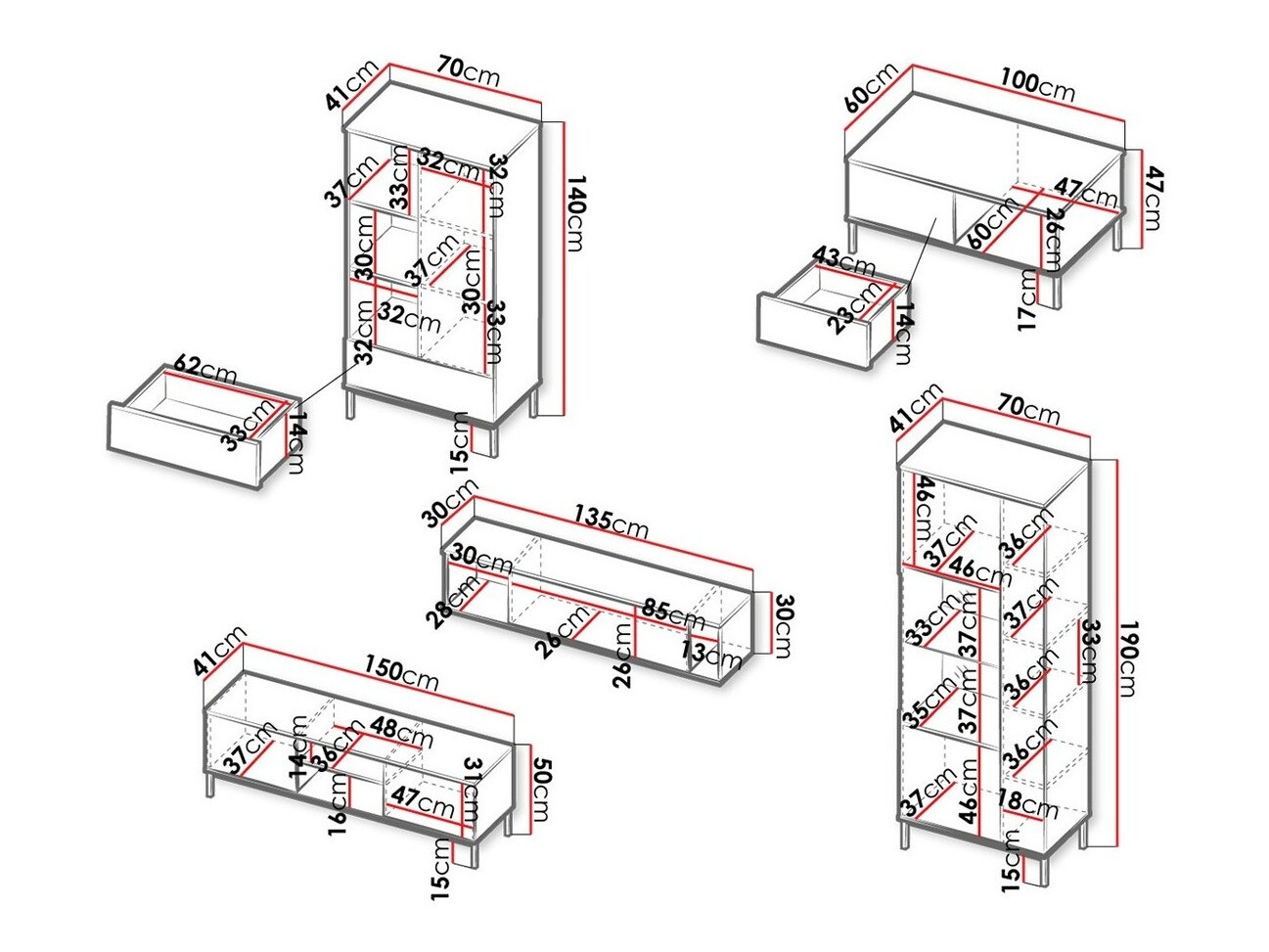 Set za dnevni boravak Lomsore 108 (Bijela)