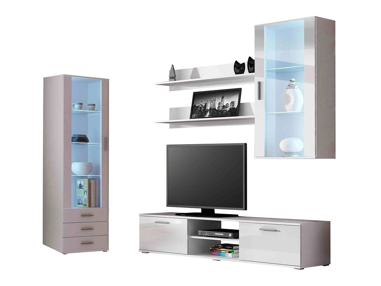 Set za dnevni boravak Tornola 114 (Bijela + Sjajno bijela)