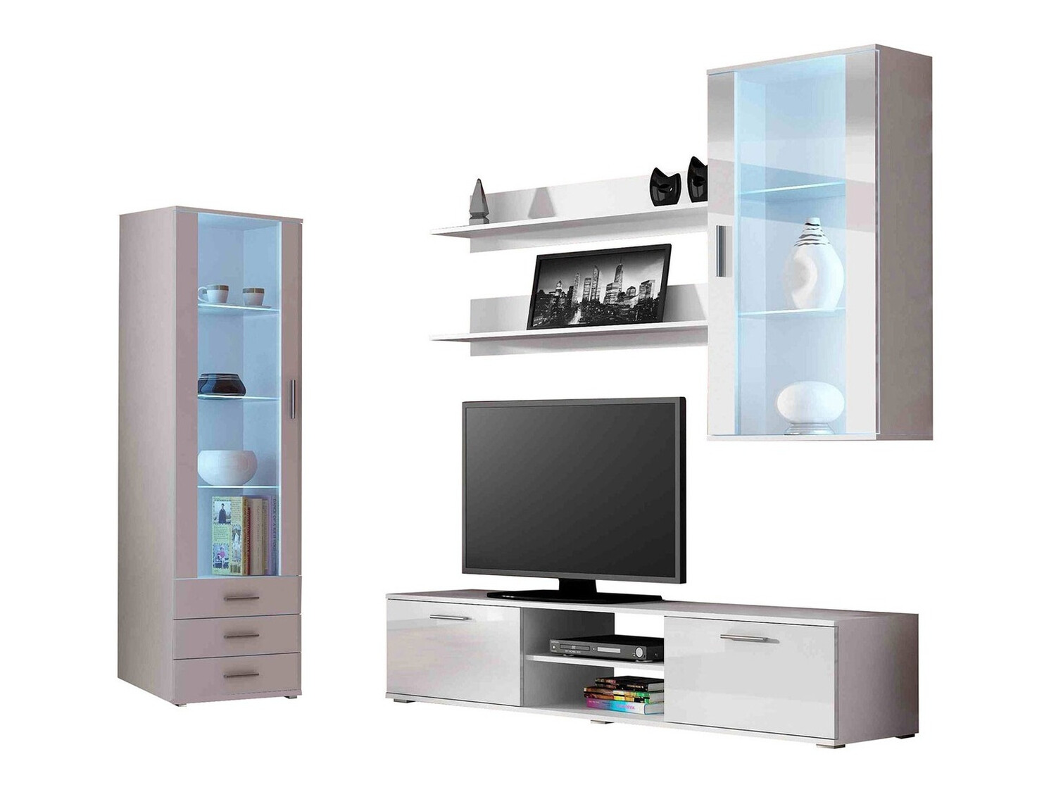 Set za dnevni boravak Tornola 114 (Bijela + Sjajno bijela)