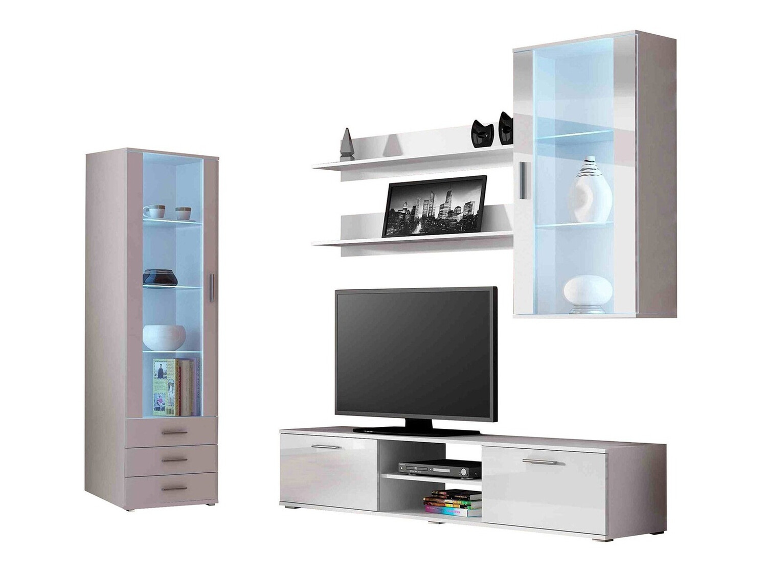 Set za dnevni boravak Tornola 114 (Bijela + Sjajno bijela)