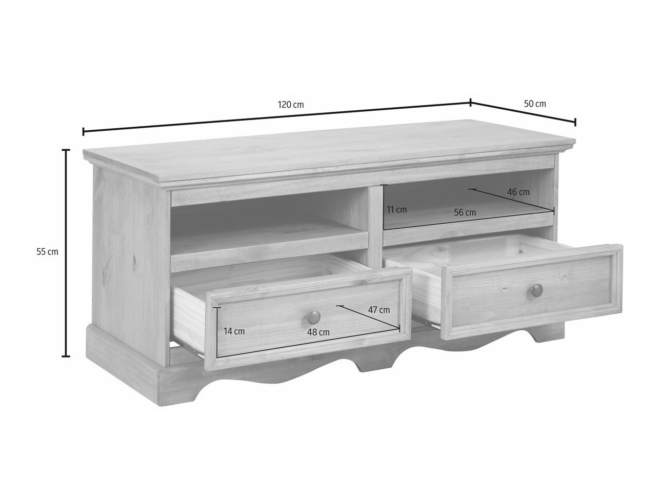 TV stol Fentivo 102 (Bijela + Hrast u boji meda)