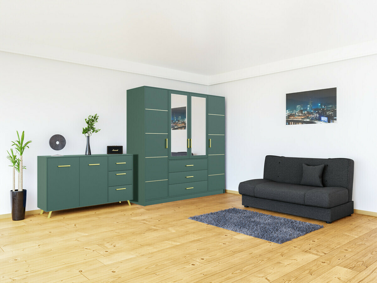 Komoda Dortivu 118 (Zelena + Zlatno)