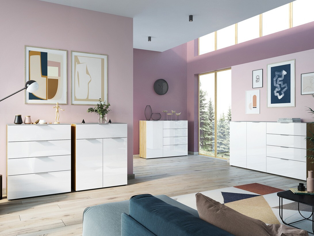 Komoda Sacramento 300 (Bijela + Navarra hrast)