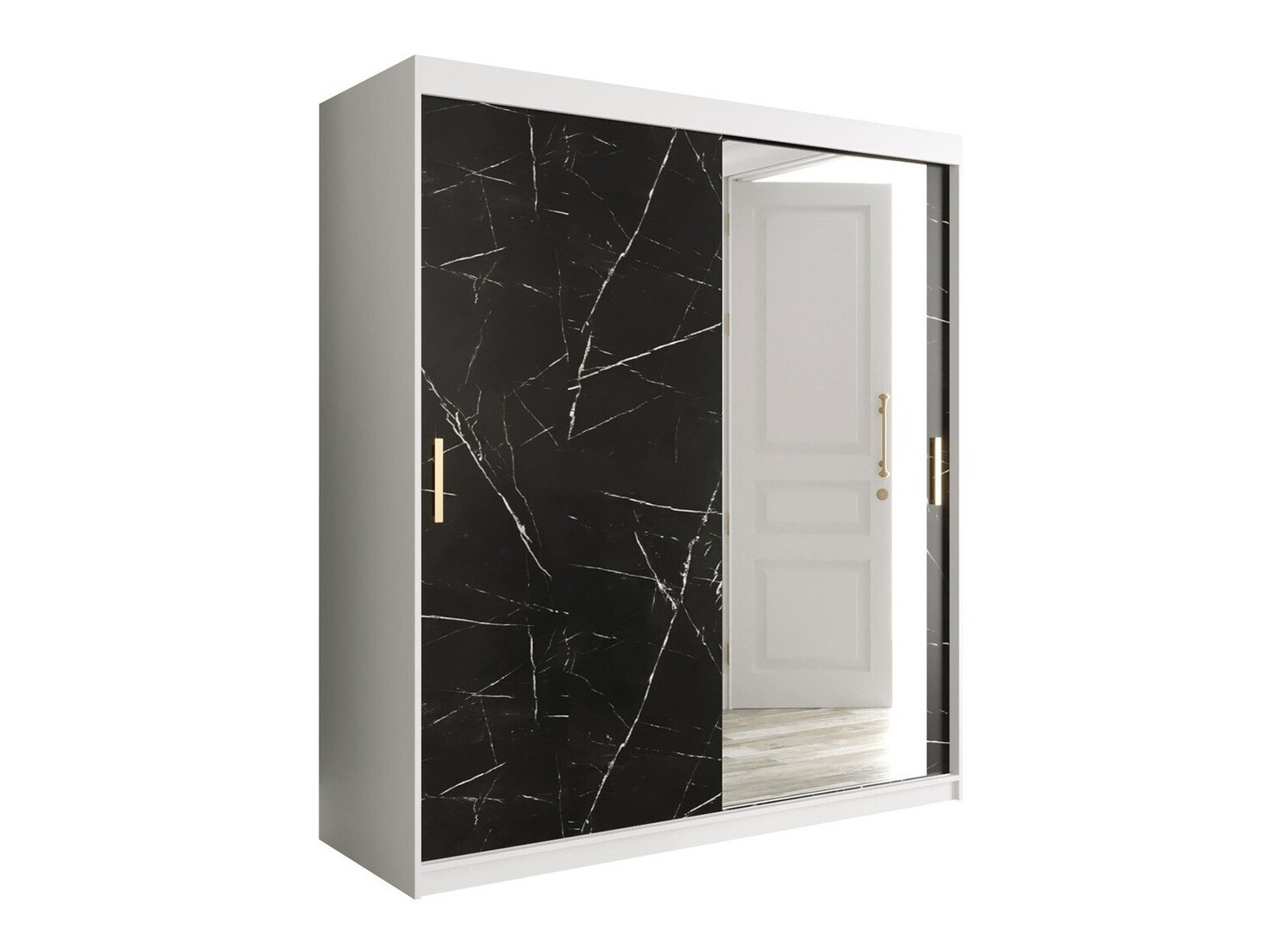 Ormar Hartford 261 (Mat bijela + Crni mramor)