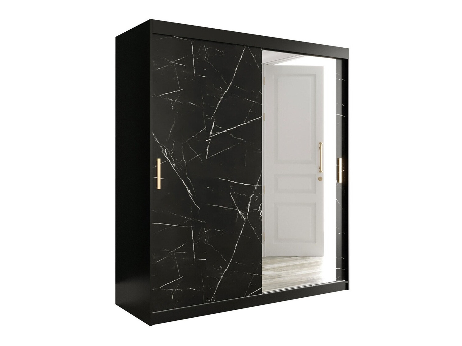 Ormar Hartford 261 (Mat crna + Crni mramor)