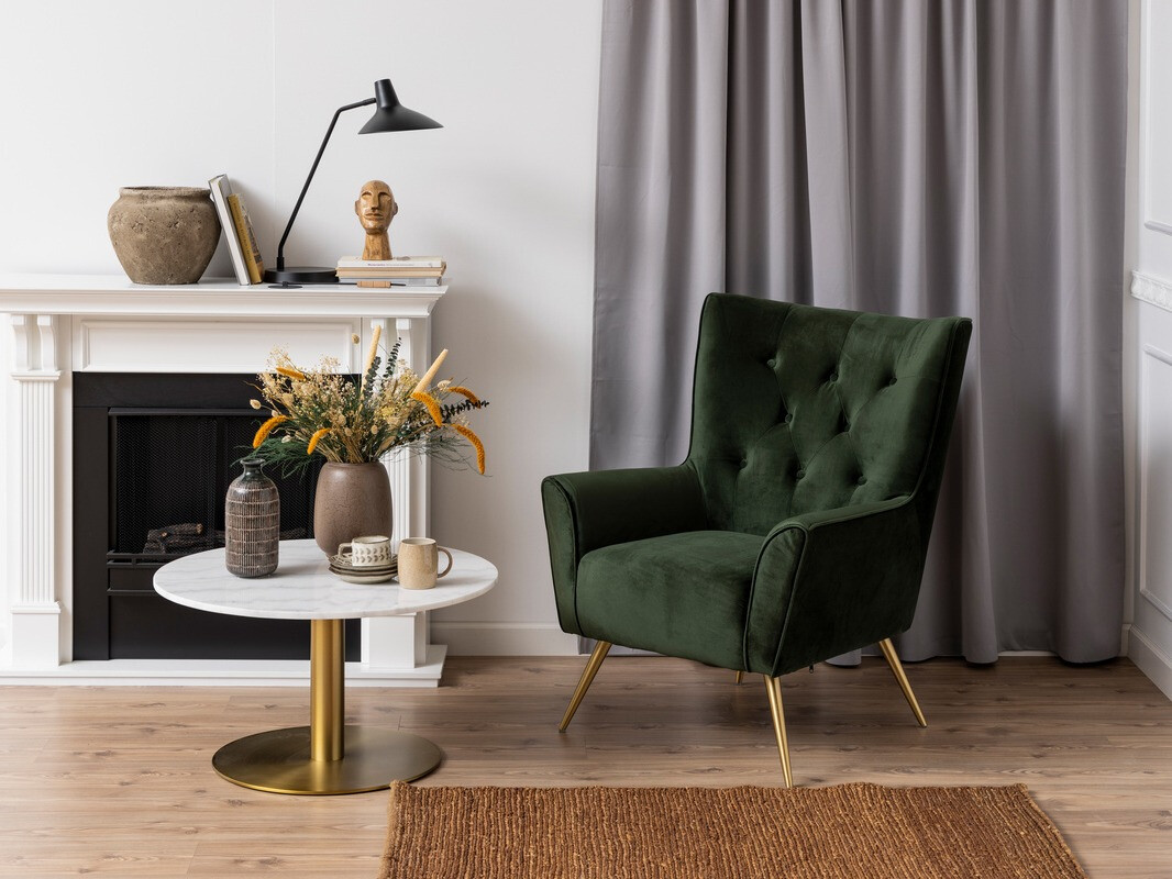 Stolić za kavu Norsica 425 (Zlatna + Bijeli mramor)