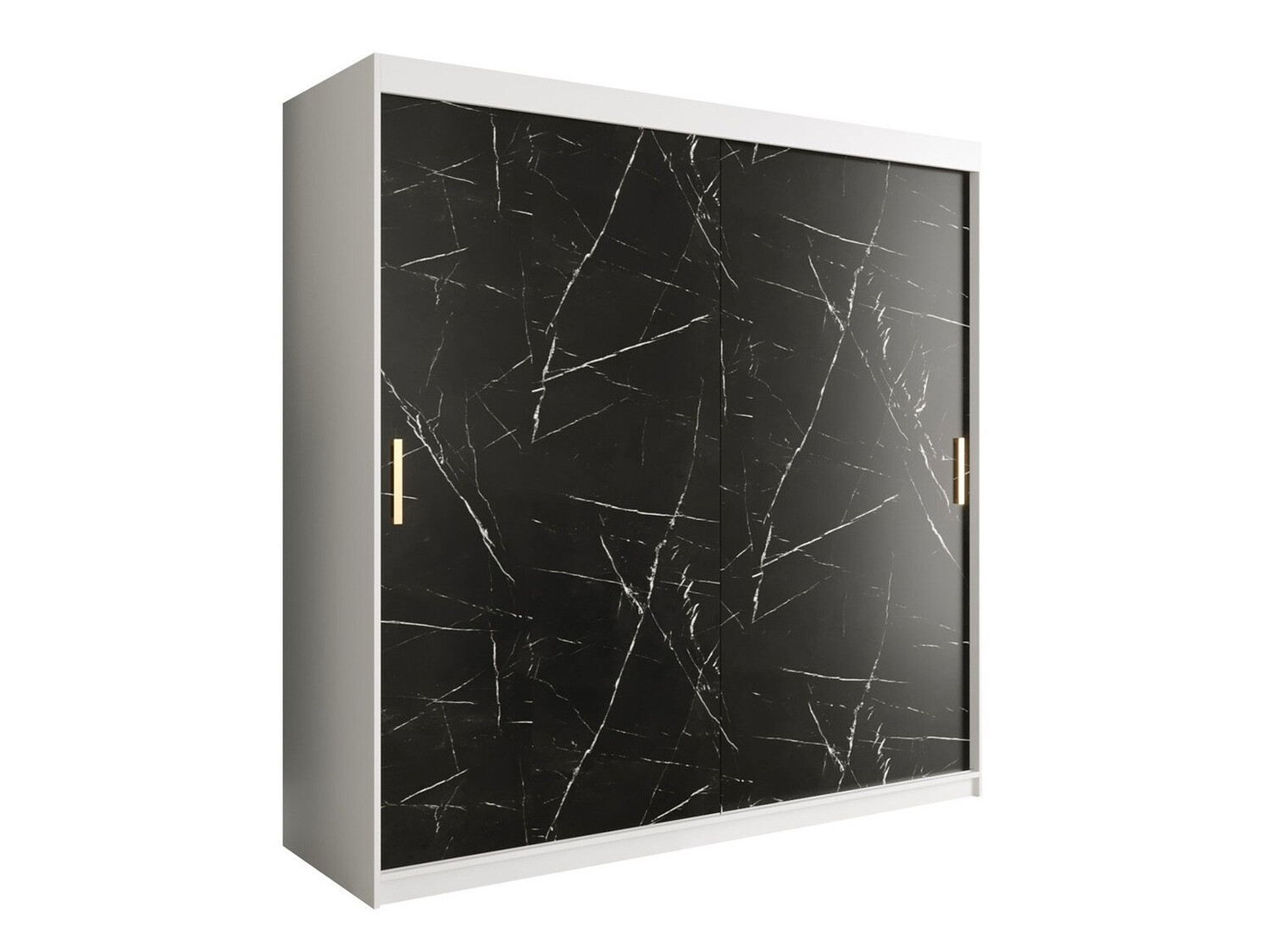 Ormar Hartford 250 (Mat bijela + Crni mramor)