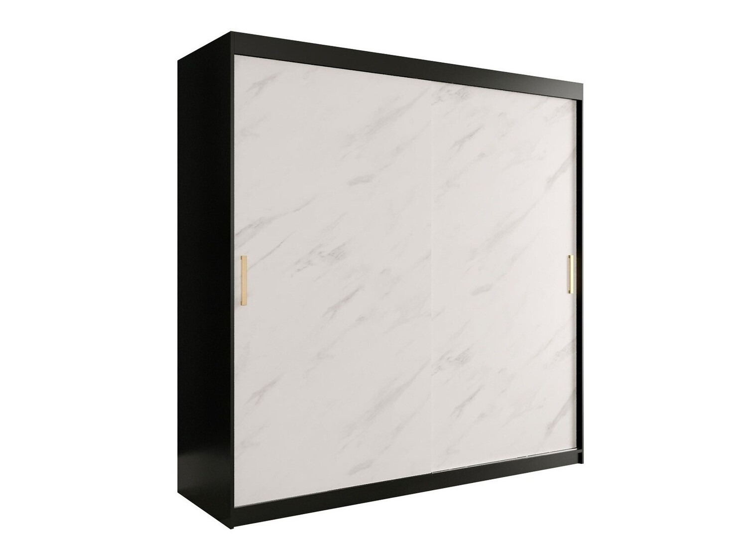 Ormar Hartford 250 (Mat crna + Bijeli mramor)