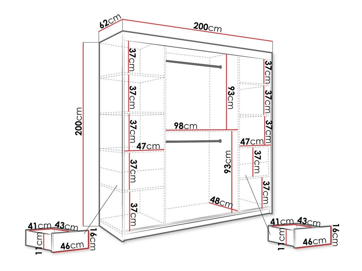 Ormar Hartford 250 (Mat crna + Crni mramor)