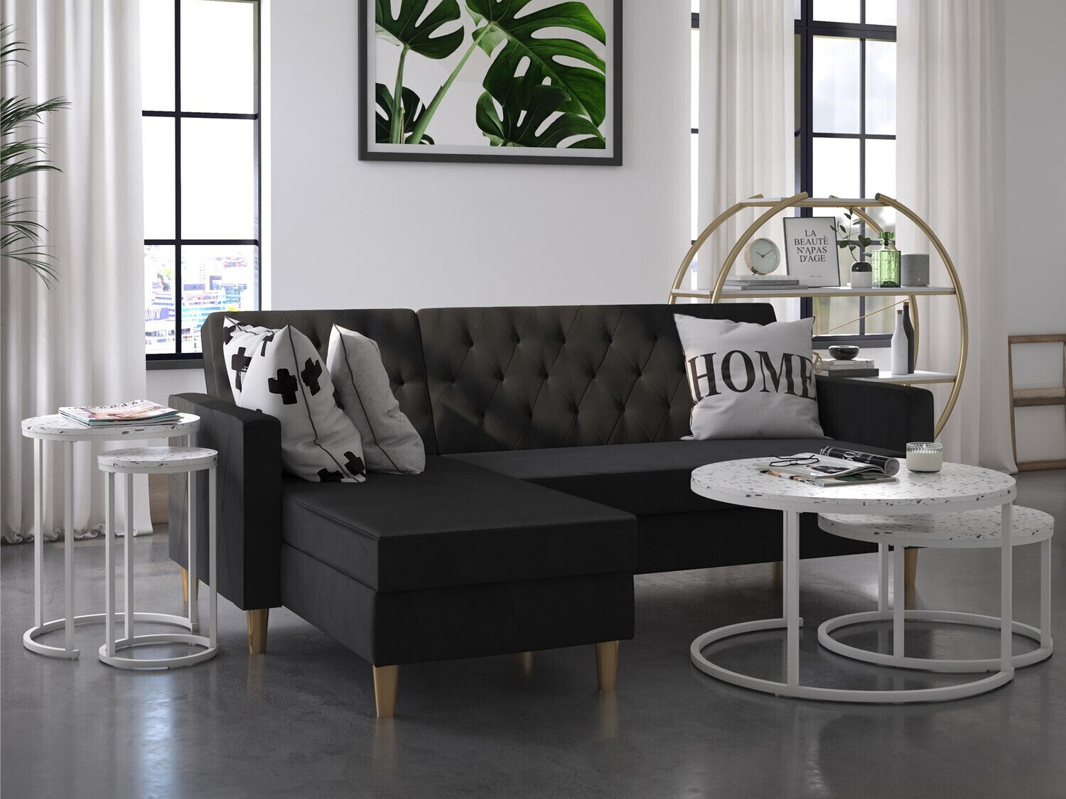 Set pomoćnih stolića CosmoLiving by Cosmopolitan 121 (Terazzo + Bijela)