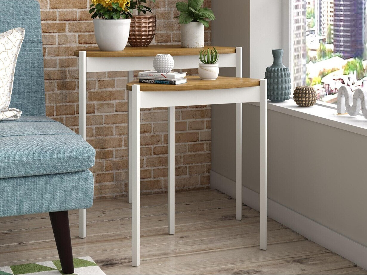 Set pomoćnih stolića Novogratz 154 (Bijela + Orah)