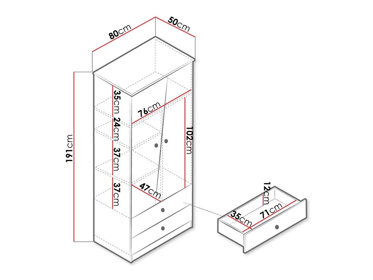 Ormar Almira 100 (Hrast Artisan + Bijela)