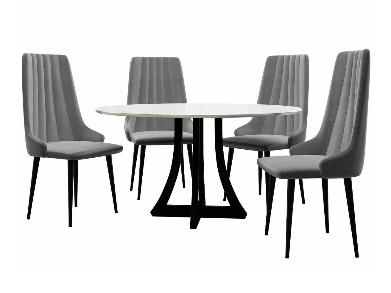 Blagovaonski set Racine 126 (Sjajno crna + Sjajno bijela)