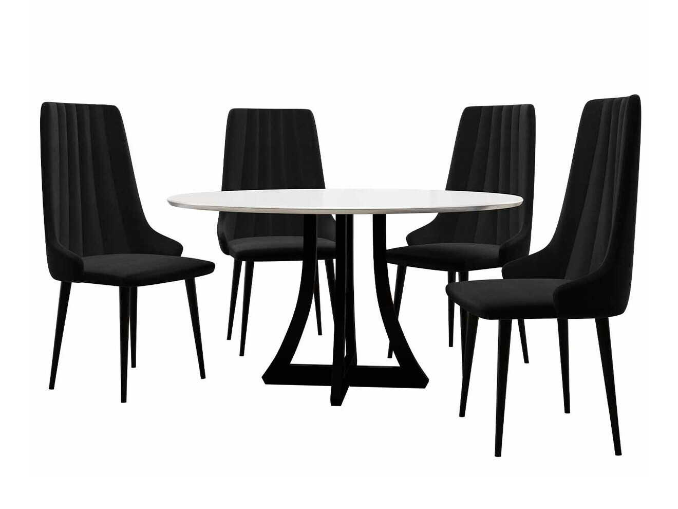 Blagovaonski set Racine 135 (Sjajno crna + Sjajno bijela)